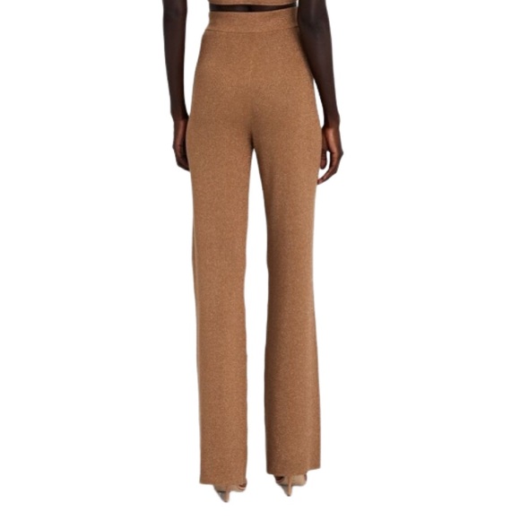 NWT A.L.C. Quentin Knit Tan with Gold Shimmer Wide Leg Pants - Sz M - Picture 2 of 7
